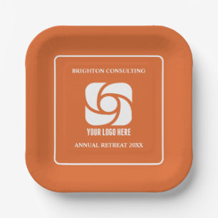 Orange Business Logo Custom Company Party Paper Plate