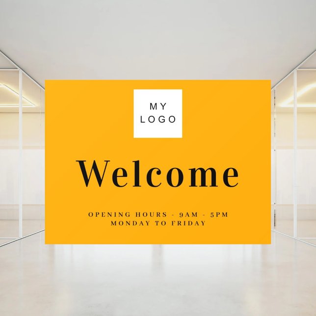 Orange business logo welcome opening hours window cling (Creator Uploaded)