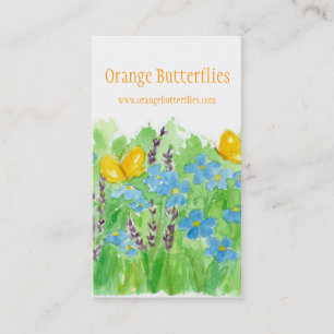 Orange Butterflies Business Card Wildflowers Art