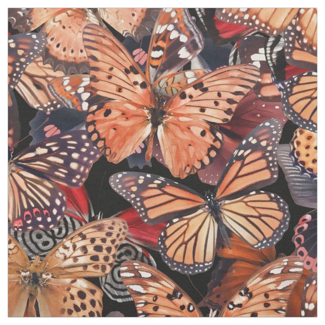 Orange Butterflies Fabric (Swatch)