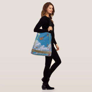 Orange Butterflies in Dreamy blue sky Crossbody Bag