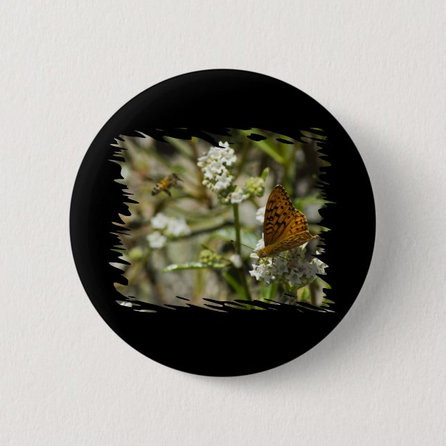 Orange Butterfly and Bee 6 Cm Round Badge (Front)