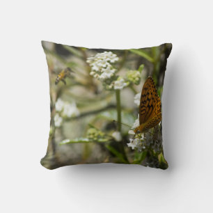 Orange Butterfly and Bee Cushion