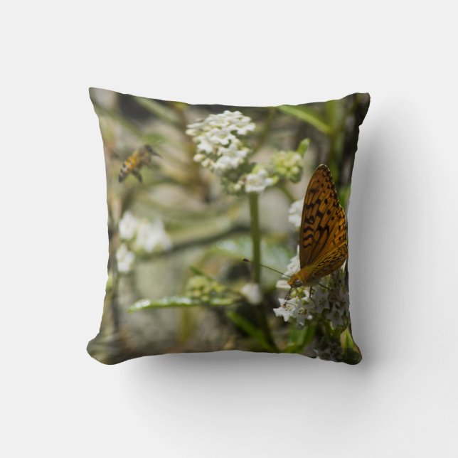 Orange Butterfly and Bee Cushion (Front)