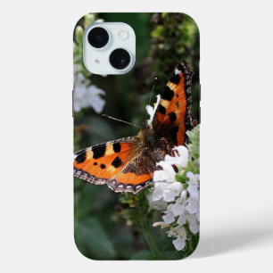 Orange Butterfly and White Blossoms iPhone 15 Case