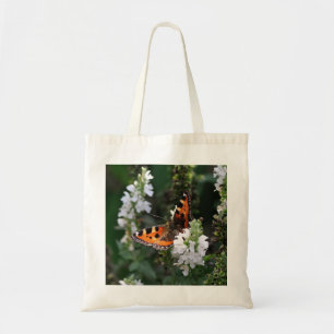 Orange Butterfly and White Blossoms Tote Bag