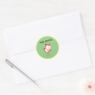 Orange Butterfly Cartoon, Cute Garden Nature Art Classic Round Sticker