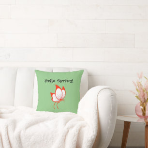 Orange Butterfly Cartoon, Cute Garden Nature Art Cushion