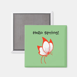 Orange Butterfly Cartoon, Cute Garden Nature Art Magnet