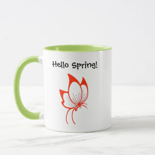 Orange Butterfly Cartoon, Cute Garden Nature Art Mug