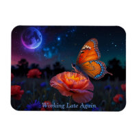 Orange Butterfly Collecting Pollen at Moonlight
