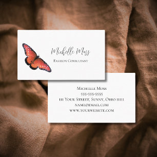 Orange Butterfly Elegant Script Typography Business Card