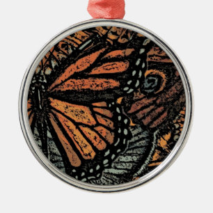 Orange butterfly fantasy abstract art metal tree decoration