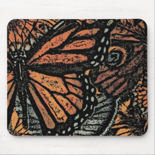 Orange butterfly fantasy abstract art mouse mat