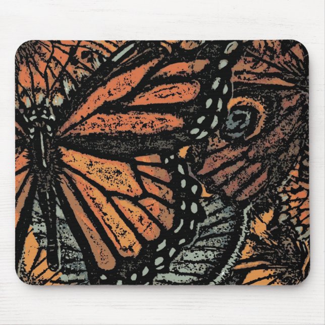 Orange butterfly fantasy abstract art mouse mat (Front)