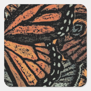 Orange butterfly fantasy abstract art square sticker