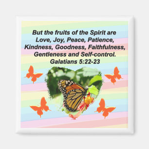ORANGE BUTTERFLY FRUITS OF THE SPIRIT GALATIANS 5 MAGNET
