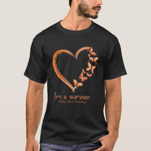Orange Butterfly Heart Im A Survivor Kidney Cancer T-Shirt
