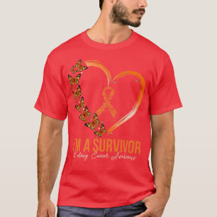 Orange Butterfly Heart Im A Survivor Kidney Cancer T-Shirt