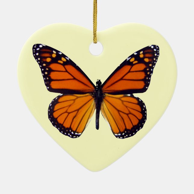 Orange Butterfly Heart Ornament (Back)