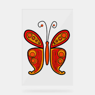 Orange butterfly illustration acrylic sign