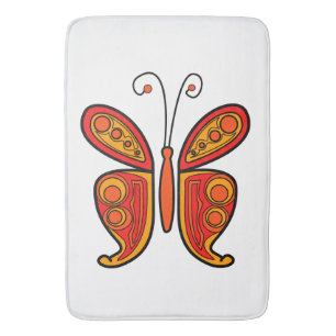 Orange butterfly illustration bath mat