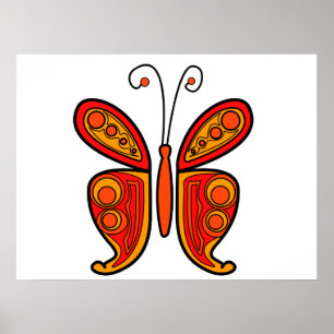 Orange butterfly illustration poster