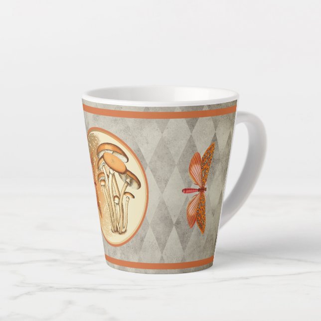 Orange Butterfly Mushroom Moon Latte Mug (Right Angle)