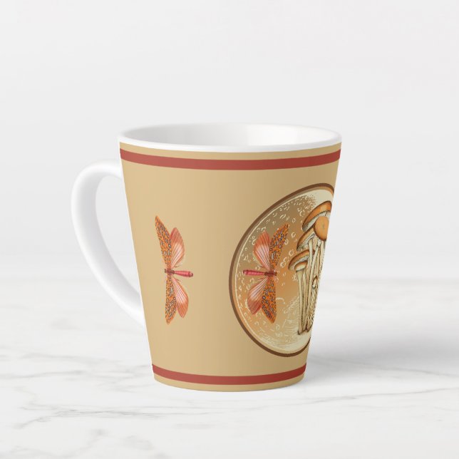 Orange Butterfly Mushroom Moon Latte Mug (Left Angle)