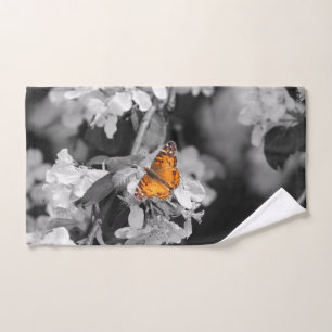 Orange Butterfly On Blossom Hand Towel