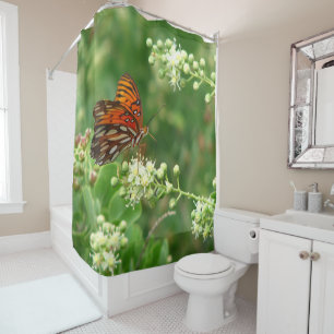 Orange Butterfly Shower Curtain
