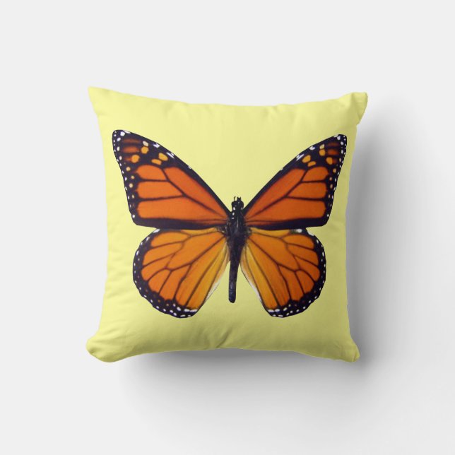 Orange Butterfly Throw Pillow (Front)