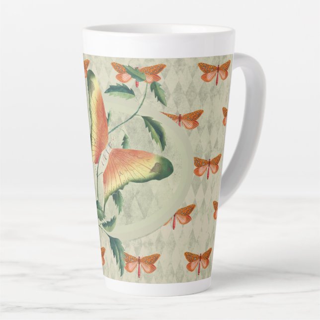 Orange Butterfly Vine Latte Mug (Right Angle)