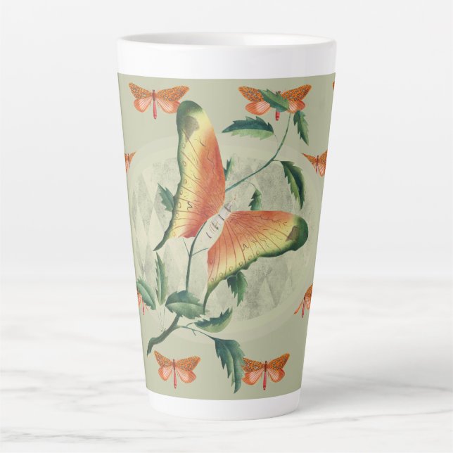 Orange Butterfly Vine Latte Mug (Front)
