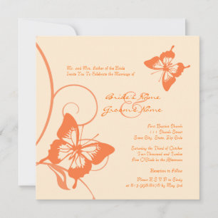 Orange Butterfly Wedding Invitation