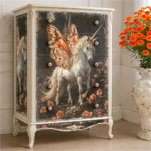 Orange Butterfly Winged Unicorn Decoupage  Tissue Paper