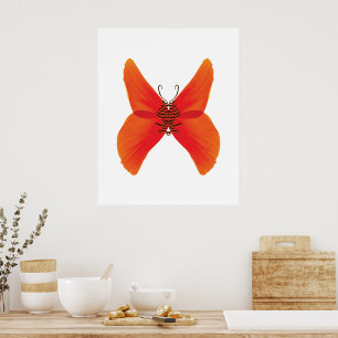 Orange Butterfly with Your Name and Poppy Wings Poster