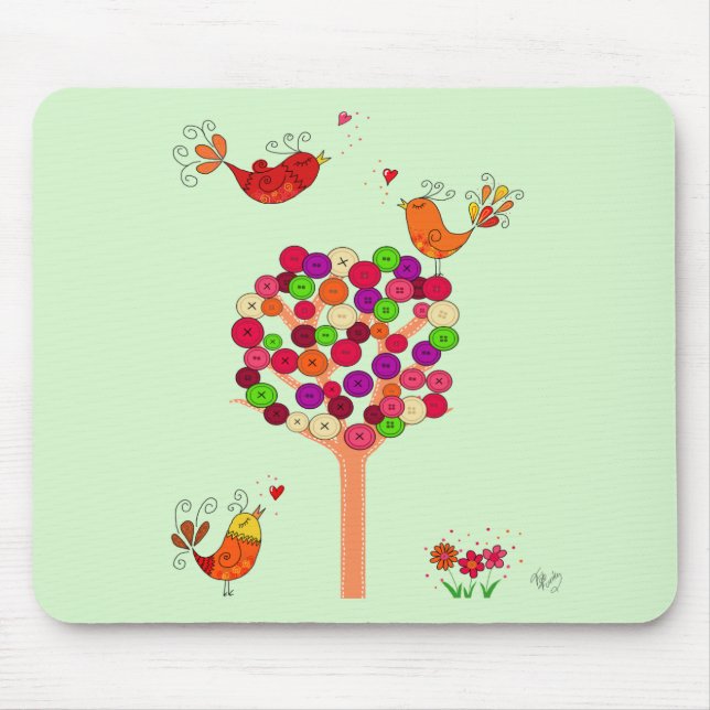 Orange Button Tree Mouse Mat (Front)
