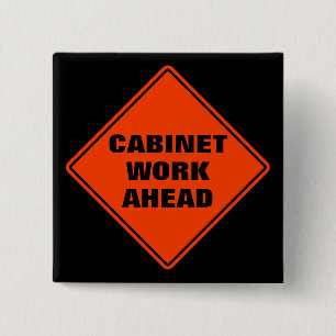 Orange cabinet work ahead classic road sign 15 cm square badge
