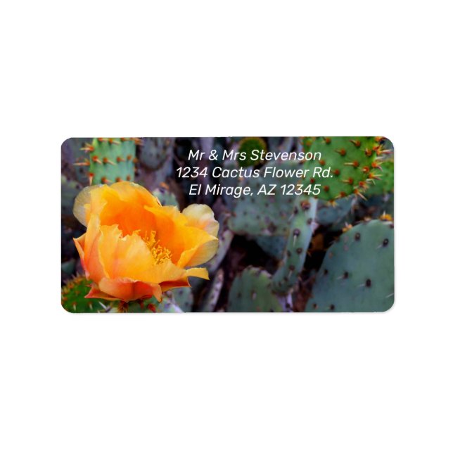 Orange Cactus Flower Blossom Prickly Pear Opuntia Label (Front)