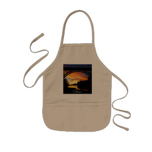 Orange California Coastal Sunset Under Bridge Kids Apron