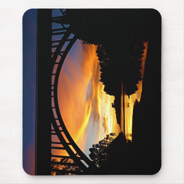 Orange California Coastal Sunset Under Bridge Mouse Mat (Front)