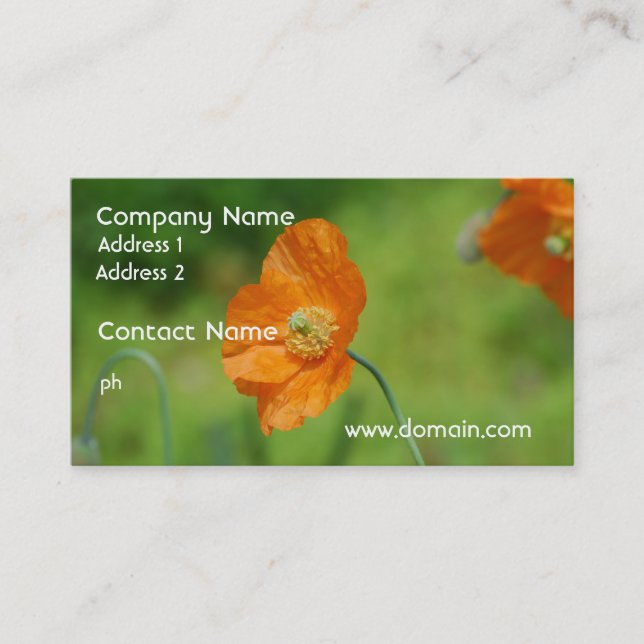 Orange California Poppy Business Card (Front)