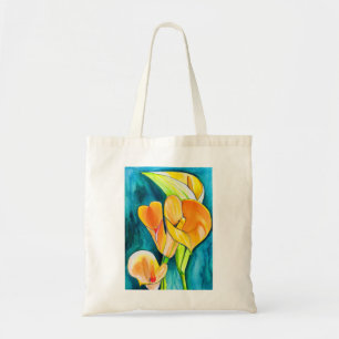 Orange Calla lily flower watercolor art Tote Bag