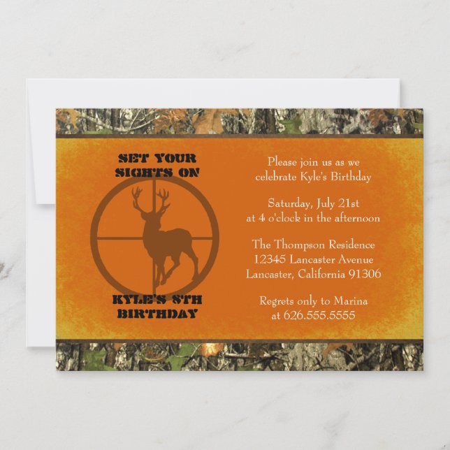 Orange - Camo Birthday Boy Invitations (Front)