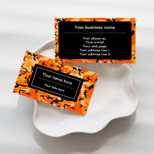 Orange Camo, Camouflage, Military, Army Business Card