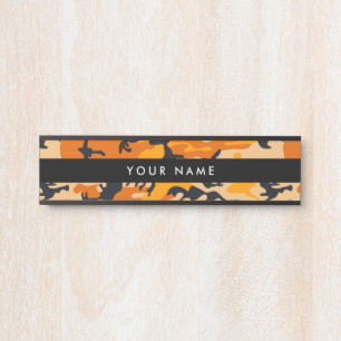 Orange Camo, Camouflage, Military, Army Door Sign