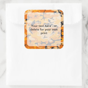 Orange Camo, Camouflage, Military, Army Square Sticker