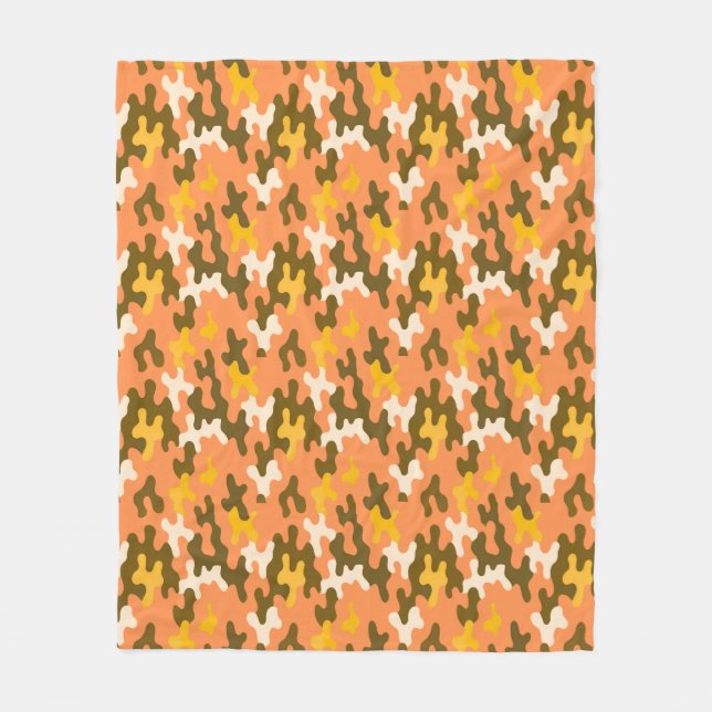Orange Camo Fleece Blanket (Front)