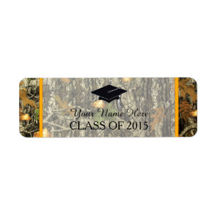 Orange & Camo Graduation Label